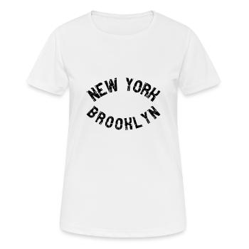 New York Brooklyn - T-shirt respirant Femme - blanc - Devant - AI Model Female 172 dark (172cm)