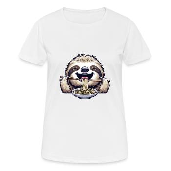 Süßes Faultier mit Ramen Nudeln und Stäbchen - Frauen T-Shirt atmungsaktiv - Weiß - Vorne - AI Model Female 172 dark (172cm)