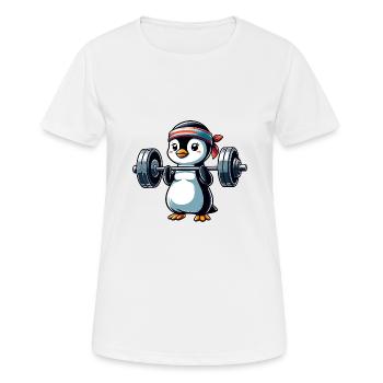 Fitness Penguin Haltères Entraînement Développé couché - T-shirt respirant Femme - blanc - Devant - AI Model Female 172 dark (172cm)