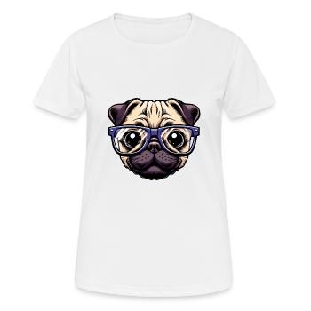 Carlin ringard avec des lunettes - T-shirt respirant Femme - blanc - Devant - AI Model Female 172 dark (172cm)