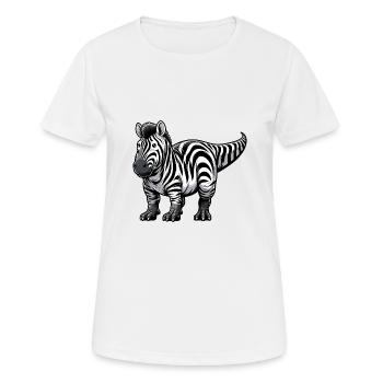 Brontosaurier-Zebra Fusion: Fantastisches - Frauen T-Shirt atmungsaktiv - Weiß - Vorne - AI Model Female 172 dark (172cm)