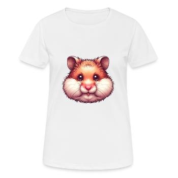 Hamster Head Portrait Ugly Hamster Cheeks - Women's Breathable T-Shirt - white - Front - AI Model Female 172 dark (172cm)