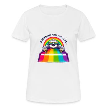 LGBTQ Pride Sloth Rainbow Slide - Women's Breathable T-Shirt - white - Front - AI Model Female 172 dark (172cm)