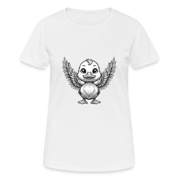Ente Erpel Engel Zeichnung Klassisch - Frauen T-Shirt atmungsaktiv - Weiß - Vorne - AI Model Female 172 dark (172cm)