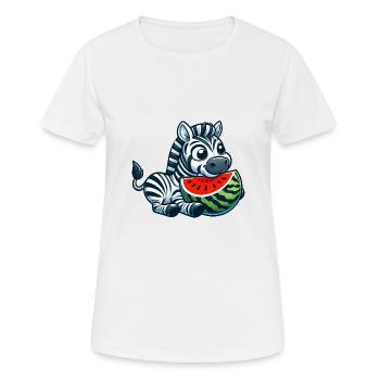 Zebra with watermelon fruity funny - Women's Breathable T-Shirt - white - Front - AI Model Female 172 dark (172cm)