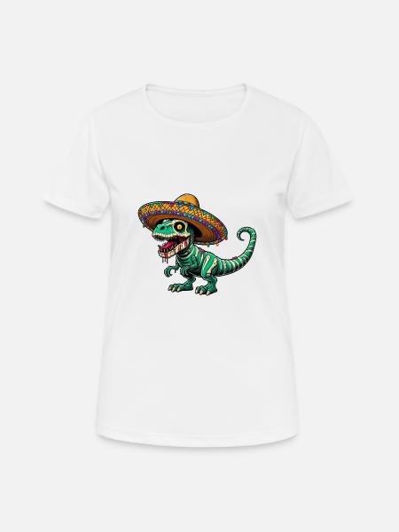Cinco de Mayo Dino: T-Rex & Zombies - Women's Breathable T-Shirt - white
