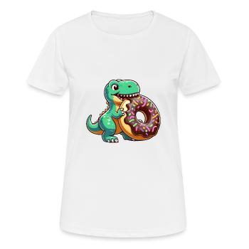 Dino T-Rex Schokoladendonut Süßigkeiten Nachtisch - Frauen T-Shirt atmungsaktiv - Weiß - Vorne - AI Model Female 172 dark (172cm)