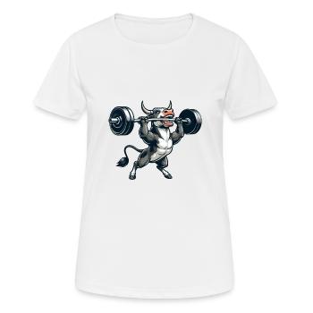 Cow Bull Bull Barbell Dumbbell Weight - Women's Breathable T-Shirt - white - Front - AI Model Female 172 dark (172cm)