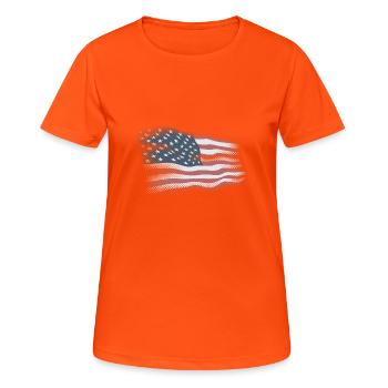 USA flag - Women's Breathable T-Shirt - neon orange - Front - AI Model Female 172 dark (172cm)
