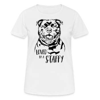 STAFFORDSHIRE BULL TERRIER loved a Staffy Wilsigns - Frauen T-Shirt atmungsaktiv - Weiß - Vorne - AI Model Female 172 dark (172cm)