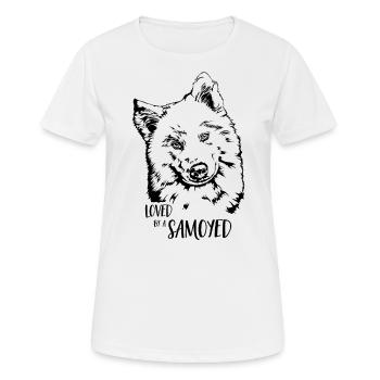 Aimé par un chien Samoyède Samoyède Chien Dicton - T-shirt respirant Femme - blanc - Devant - AI Model Female 172 dark (172cm)