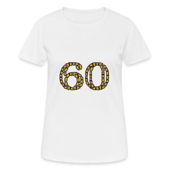 60. 60 ANS. 60e ANNIVERSAIRE. ANNIVERSAIRE 60 ANS. - T-shirt respirant Femme - blanc - Devant - AI Model Female 172 dark (172cm)