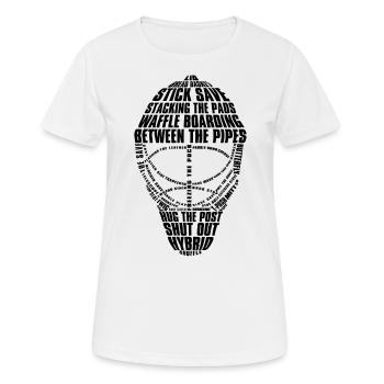 Eishockey Goalie-Maske (schwarz) - Frauen T-Shirt atmungsaktiv - Weiß - Vorne - AI Model Female 172 dark (172cm)