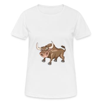 Cute bull cartoon illustration - Women's Breathable T-Shirt - white - Front - AI Model Female 172 dark (172cm)