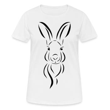 Hase Kopf Illustrartion Feldhase Löffel - Frauen T-Shirt atmungsaktiv - Weiß - Vorne - AI Model Female 172 dark (172cm)