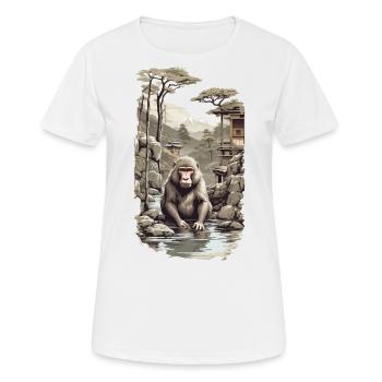 Japanmakake Ukiyo-E Affe in heißer Quelle Design - Frauen T-Shirt atmungsaktiv - Weiß - Vorne - AI Model Female 172 dark (172cm)