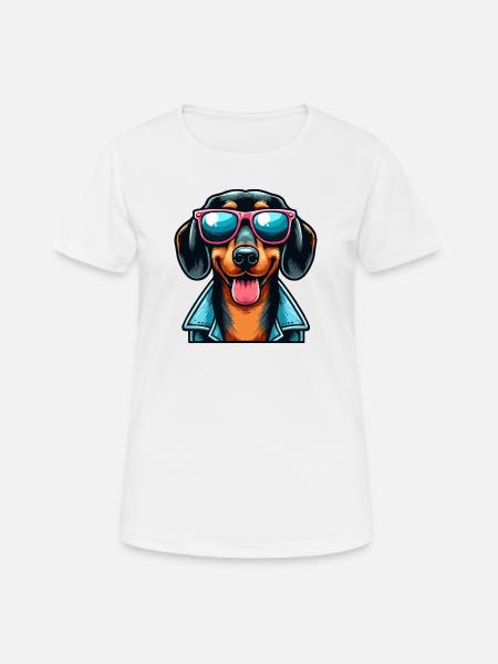 Retro Dachshund - Frauen T-Shirt atmungsaktiv - Weiß
