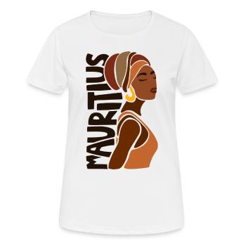Mauritius Afrika Ethnic Heritage Souvenir - Frauen T-Shirt atmungsaktiv - Weiß - Vorne - AI Model Female 172 dark (172cm)