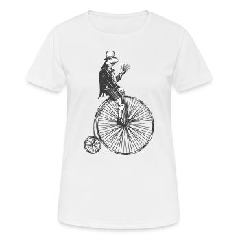 Gentleman Frosch auf Hochrad - Frauen T-Shirt atmungsaktiv - Weiß - Vorne - AI Model Female 172 dark (172cm)