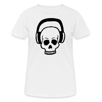Totenkopf Headset Musik - Frauen T-Shirt atmungsaktiv - Weiß - Vorne - AI Model Female 172 dark (172cm)