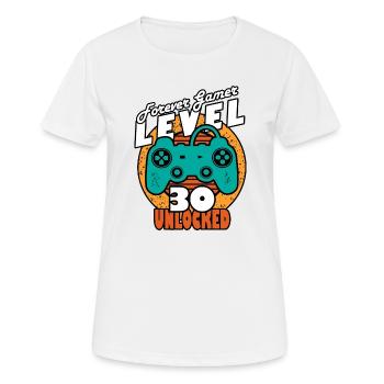 Anniversaire 30 ans gamer level 30 - T-shirt respirant Femme - blanc - Devant - AI Model Female 172 dark (172cm)