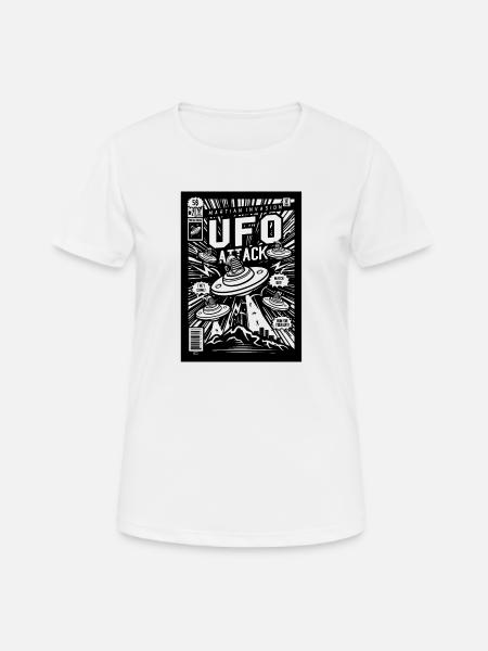 Alien Entführung Comic Ufo fliegende Untertasse - Frauen T-Shirt atmungsaktiv - Weiß