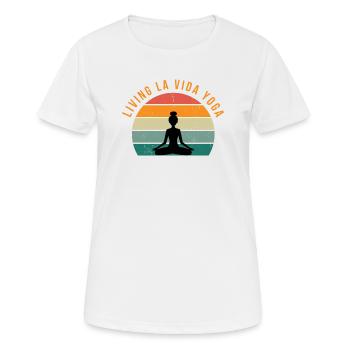 LIVING LA VIDA YOGA - Frauen T-Shirt atmungsaktiv - Weiß - Vorne - AI Model Female 172 dark (172cm)