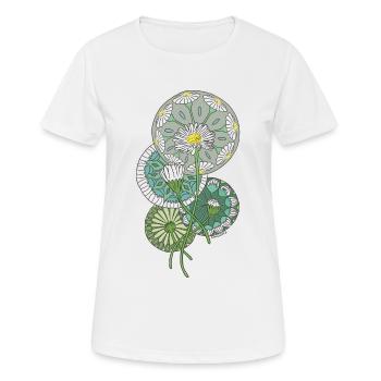 Jugendstil, Retro, Blumen - Frauen T-Shirt atmungsaktiv - Weiß - Vorne - AI Model Female 172 dark (172cm)