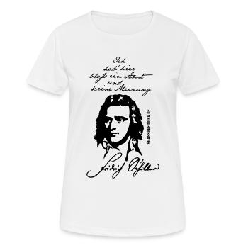 Zitat-Shirt Friedrich Schiller Amt keine Meinung - Frauen T-Shirt atmungsaktiv - Weiß - Vorne - AI Model Female 172 dark (172cm)