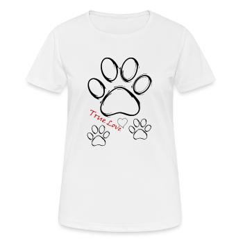Pfote Tatze Hund True Love - Frauen T-Shirt atmungsaktiv - Weiß - Vorne - AI Model Female 172 dark (172cm)