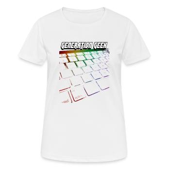GENERATION GEEK - Frauen T-Shirt atmungsaktiv - Weiß - Vorne - AI Model Female 172 dark (172cm)