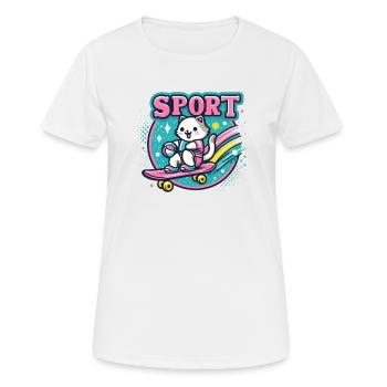 Sport Cat Design - Women's Breathable T-Shirt - white - Front - AI Model Female 172 dark (172cm)