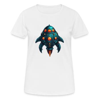 Colorful imaginative whimsical spaceship - Women's Breathable T-Shirt - white - Front - AI Model Female 172 dark (172cm)