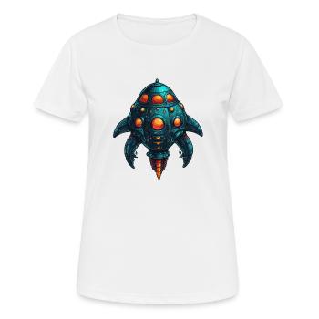 Buntes fantasievolles skurriles Raumschiff - Frauen T-Shirt atmungsaktiv - Weiß - Vorne - AI Model Female 172 dark (172cm)