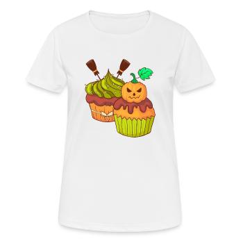 halloween cupcake muffin cake baking sweets - Women's Breathable T-Shirt - white - Front - AI Model Female 172 dark (172cm)