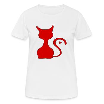 Ebbes die Mütze der Katze - Frauen T-Shirt atmungsaktiv - Weiß - Vorne - AI Model Female 172 dark (172cm)