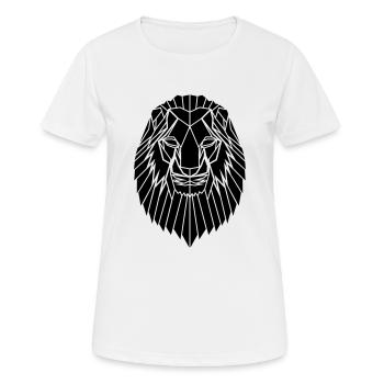 Edgy Geometrische Safari Lion-Druck von Stencilize - Frauen T-Shirt atmungsaktiv - Weiß - Vorne - AI Model Female 172 dark (172cm)