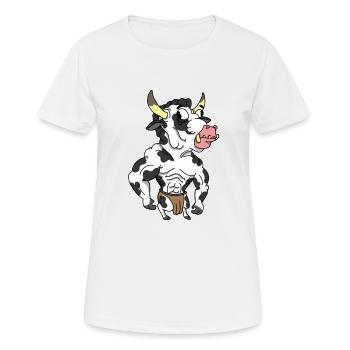 Kuh Stier - Frauen T-Shirt atmungsaktiv - Weiß - Vorne - AI Model Female 172 dark (172cm)
