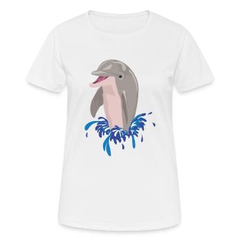 Delphin Meer Strand Spritzer - Frauen T-Shirt atmungsaktiv - Weiß - Vorne - AI Model Female 172 dark (172cm)