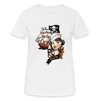 Piraten Liebe Tattoo - Frauen T-Shirt atmungsaktiv - Weiß - Vorne - AI Model Female 172 dark (172cm)