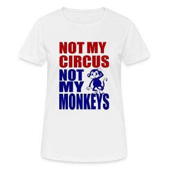 Pas mon cirque pas mes singes 1- Pas mon cirque - T-shirt respirant Femme - blanc - Devant - AI Model Female 172 dark (172cm)