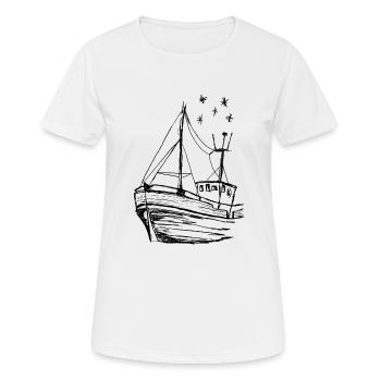 Drawing ship - Women's Breathable T-Shirt - white - Front - AI Model Female 172 dark (172cm)
