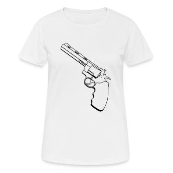 Revolver / Pistole - Frauen T-Shirt atmungsaktiv - Weiß - Vorne - AI Model Female 172 dark (172cm)