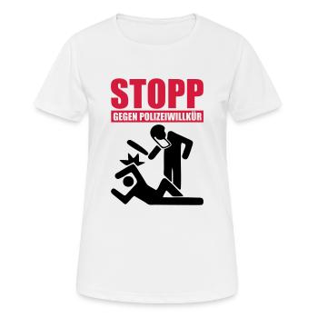 Gegen Polizeiwillkür - Frauen T-Shirt atmungsaktiv - Weiß - Vorne - AI Model Female 172 dark (172cm)