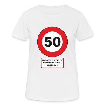 50. Geburtstag Geschenk 50er - Frauen T-Shirt atmungsaktiv - Weiß - Vorne - AI Model Female 172 dark (172cm)