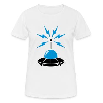 Ufo - Frauen T-Shirt atmungsaktiv - Weiß - Vorne - AI Model Female 172 dark (172cm)