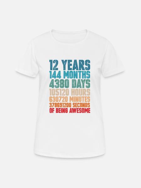 12 jaar 12e verjaardag 144 maanden cadeau tiener - Vrouwen T-shirt ademend actief - wit