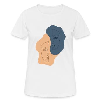 Minimalist one line face halves - Women's Breathable T-Shirt - white - Front - AI Model Female 172 dark (172cm)