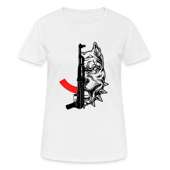Pitbull avec AK47 - T-shirt respirant Femme - blanc - Devant - AI Model Female 172 dark (172cm)