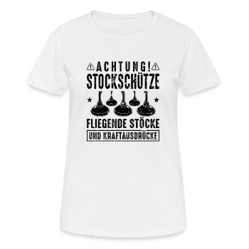 Achtung Stockschütze Eisstöcke Eisstockschießen - Frauen T-Shirt atmungsaktiv - Weiß - Vorne - AI Model Female 172 dark (172cm)